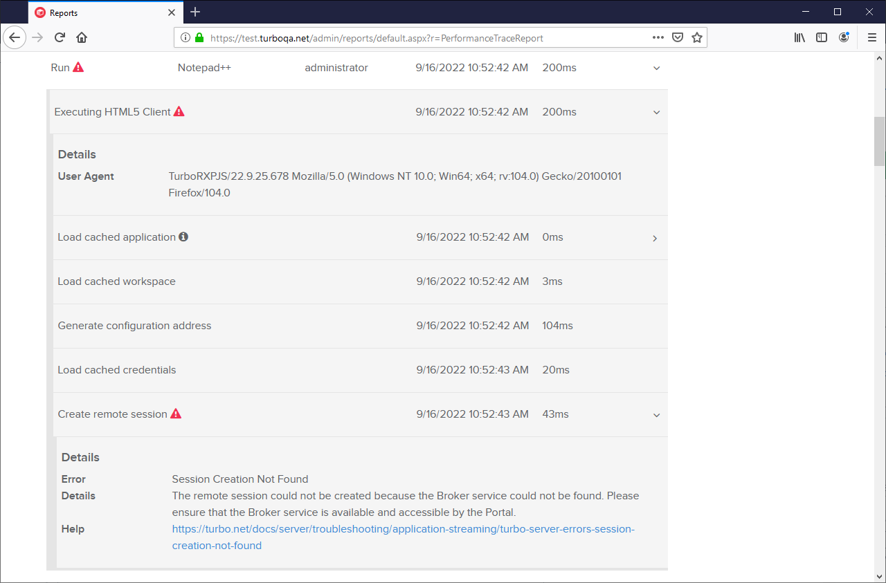 Reports Error Expanded